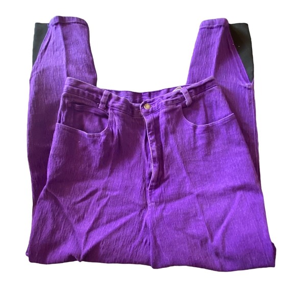 Gitano Denim - VTG Gitano 80s 90s Purple High Waisted Stretchy Mom Jeans w/Black Inserts Sz 16